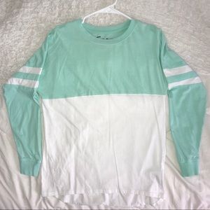White and mint shirt